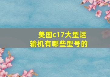 美国c17大型运输机有哪些型号的