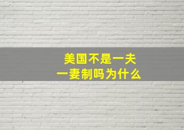 美国不是一夫一妻制吗为什么