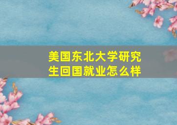 美国东北大学研究生回国就业怎么样