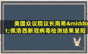 美国众议院议长南希·佩洛西新冠病毒检测结果呈阳性