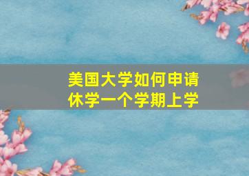 美国大学如何申请休学一个学期上学