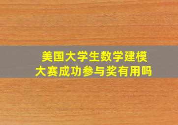 美国大学生数学建模大赛成功参与奖有用吗