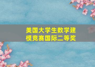 美国大学生数学建模竞赛国际二等奖