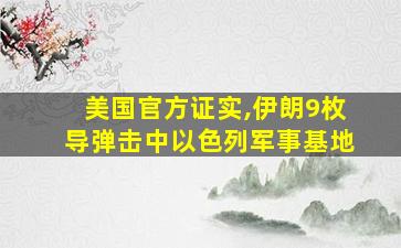 美国官方证实,伊朗9枚导弹击中以色列军事基地