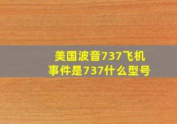 美国波音737飞机事件是737什么型号