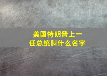 美国特朗普上一任总统叫什么名字