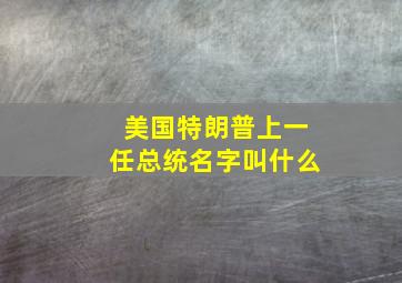 美国特朗普上一任总统名字叫什么