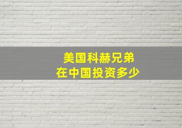 美国科赫兄弟在中国投资多少