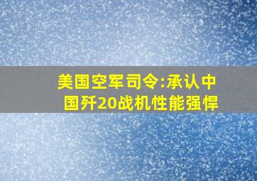 美国空军司令:承认中国歼20战机性能强悍