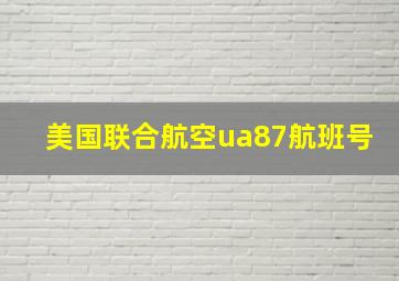 美国联合航空ua87航班号