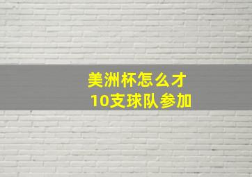 美洲杯怎么才10支球队参加