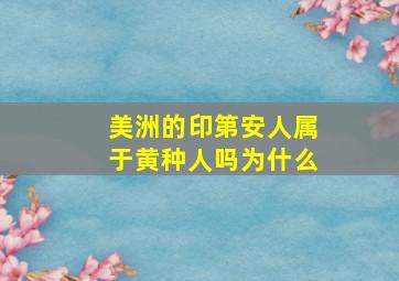 美洲的印第安人属于黄种人吗为什么