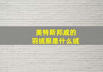 美特斯邦威的羽绒服是什么绒