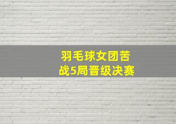 羽毛球女团苦战5局晋级决赛