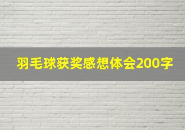 羽毛球获奖感想体会200字