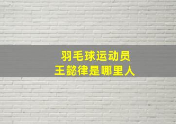 羽毛球运动员王懿律是哪里人