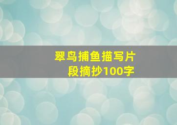 翠鸟捕鱼描写片段摘抄100字