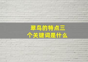 翠鸟的特点三个关键词是什么