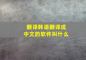 翻译韩语翻译成中文的软件叫什么