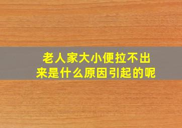 老人家大小便拉不出来是什么原因引起的呢