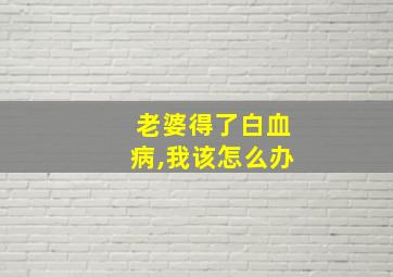 老婆得了白血病,我该怎么办