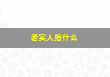 老实人指什么