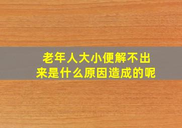 老年人大小便解不出来是什么原因造成的呢