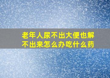 老年人尿不出大便也解不出来怎么办吃什么药