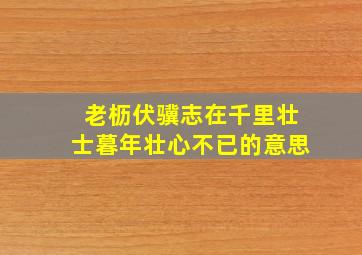 老枥伏骥志在千里壮士暮年壮心不已的意思