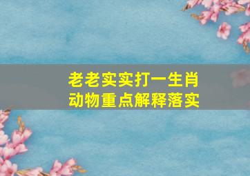 老老实实打一生肖动物重点解释落实