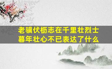 老骥伏枥志在千里壮烈士暮年壮心不已表达了什么