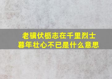 老骥伏枥志在千里烈士暮年壮心不已是什么意思