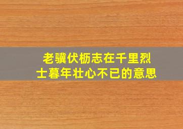 老骥伏枥志在千里烈士暮年壮心不已的意思