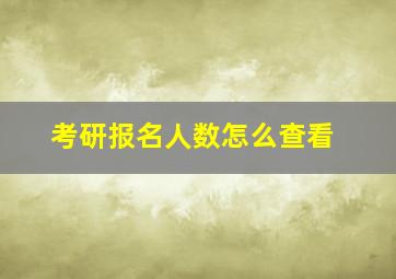 考研报名人数怎么查看