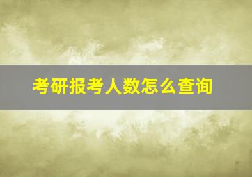 考研报考人数怎么查询