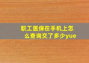 职工医保在手机上怎么查询交了多少yue