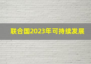 联合国2023年可持续发展