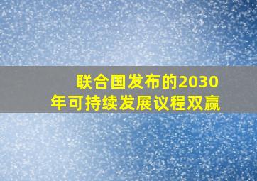 联合国发布的2030年可持续发展议程双赢