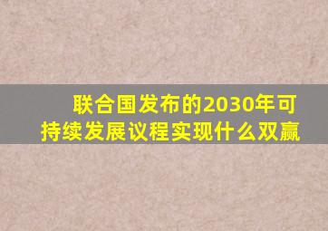 联合国发布的2030年可持续发展议程实现什么双赢