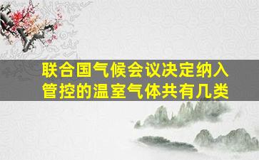 联合国气候会议决定纳入管控的温室气体共有几类