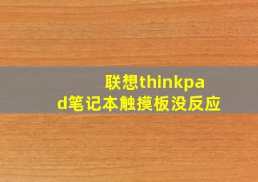 联想thinkpad笔记本触摸板没反应