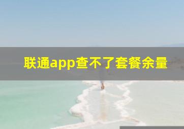 联通app查不了套餐余量