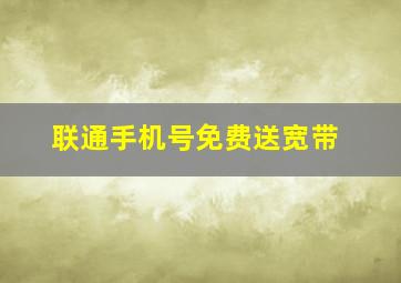 联通手机号免费送宽带