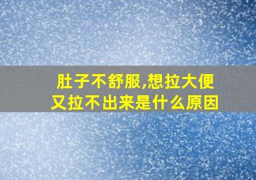 肚子不舒服,想拉大便又拉不出来是什么原因