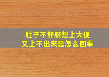 肚子不舒服想上大便又上不出来是怎么回事