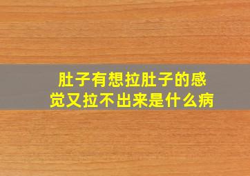 肚子有想拉肚子的感觉又拉不出来是什么病