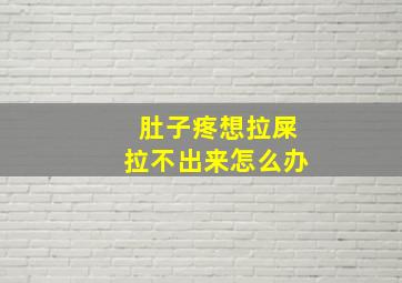 肚子疼想拉屎拉不出来怎么办