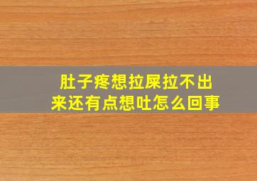 肚子疼想拉屎拉不出来还有点想吐怎么回事