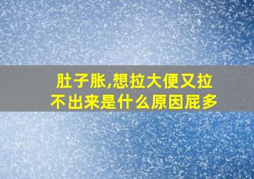 肚子胀,想拉大便又拉不出来是什么原因屁多