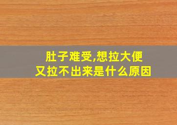 肚子难受,想拉大便又拉不出来是什么原因